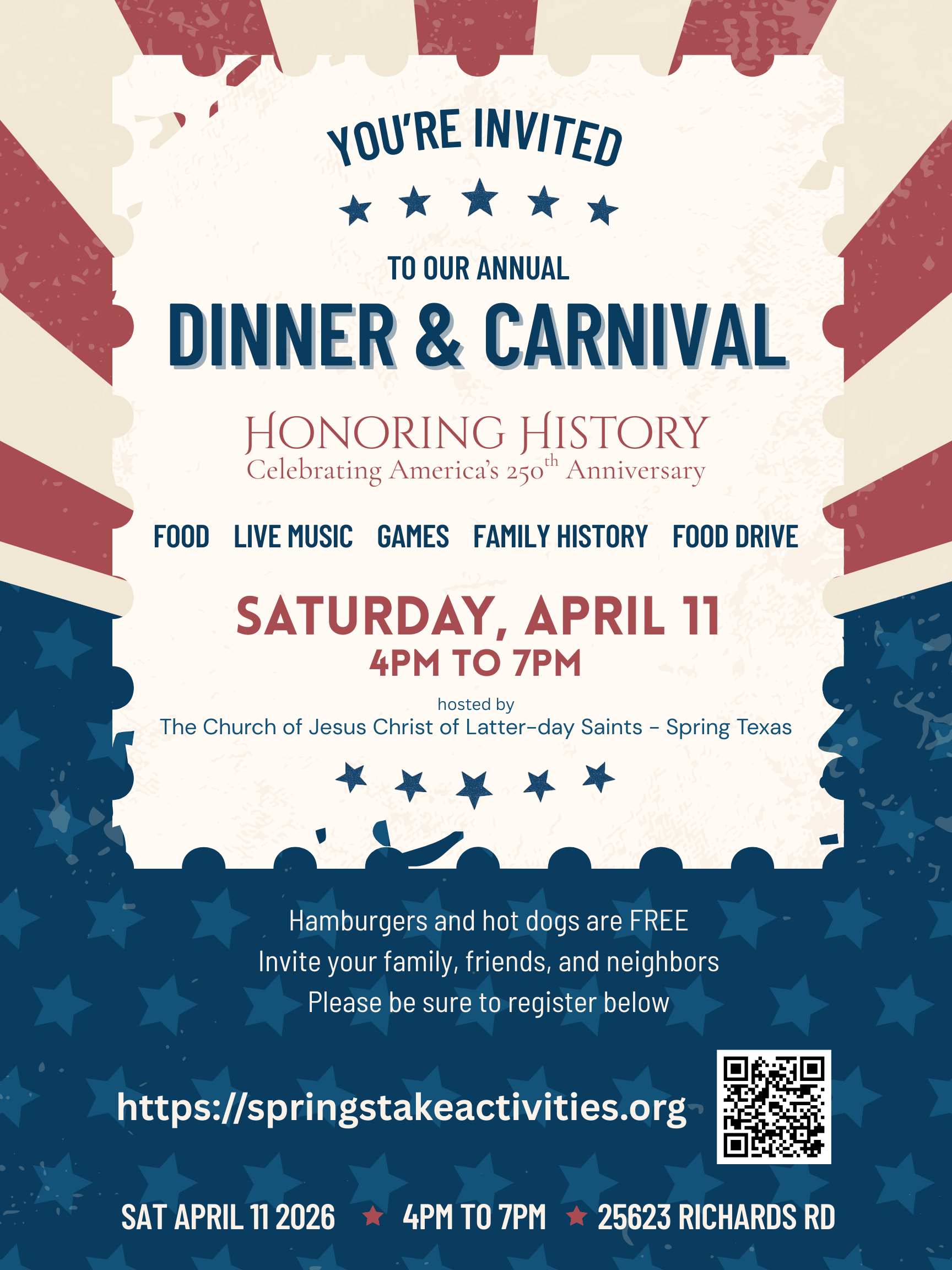 Spring Stake Family Carnival 2026 — Honoring History poster